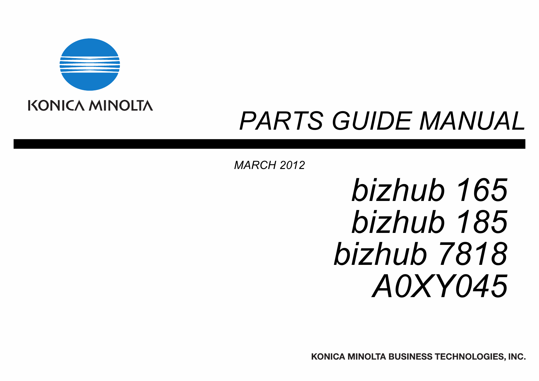 Konica-Minolta bizhub 165 185 7818 Parts Manual-1